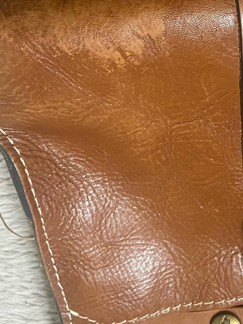 Patricia Nash Cognac Brown Leather Satchel with Twist Handles - Picture 14 of 14